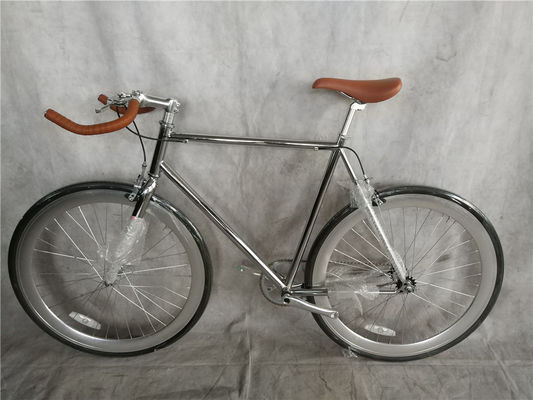 Классический 700Cx28C Vintage Chrome Fixed Gear Bike 58 см Односкоростной фиксированный велосипед 13 кг