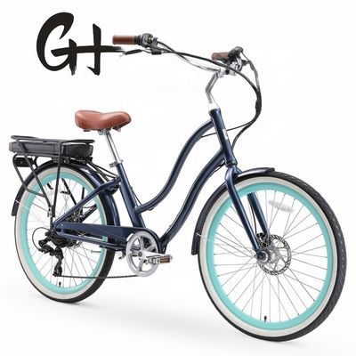 26&quot; 48V 500W 14AH Литийная батарея Алюминиевая рама CE Shimano 7 Speed Electric Beach Cruiser Bike