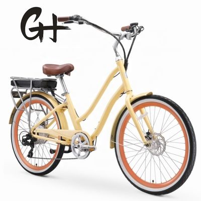 26&quot; 48V 500W 14AH Литийная батарея Алюминиевая рама CE Shimano 7 Speed Electric Beach Cruiser Bike