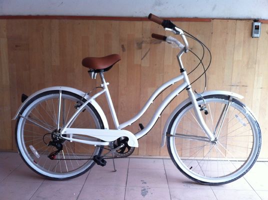 17кг 26&quot; Белая шина для женщин Взрослые 7 скоростей Shimano Lady City CE США Hi-Ten Steel Frame CPSC Beach Cruiser Велосипед