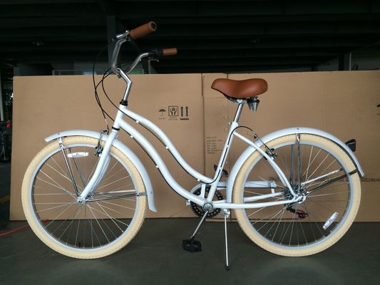 17кг 26&quot; Белая шина для женщин Взрослые 7 скоростей Shimano Lady City CE США Hi-Ten Steel Frame CPSC Beach Cruiser Велосипед