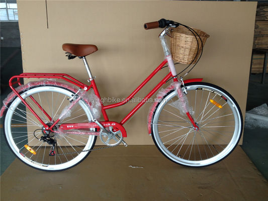 Синий цвет 7 скорости Винтажный Lady City Cruiser Bike Женщины Ретро велосипеды для городской жизни