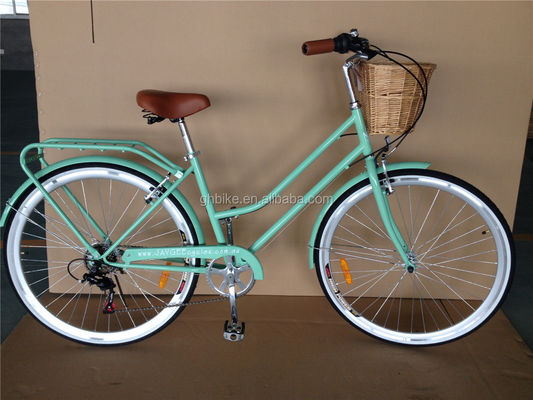 Синий цвет 7 скорости Винтажный Lady City Cruiser Bike Женщины Ретро велосипеды для городской жизни