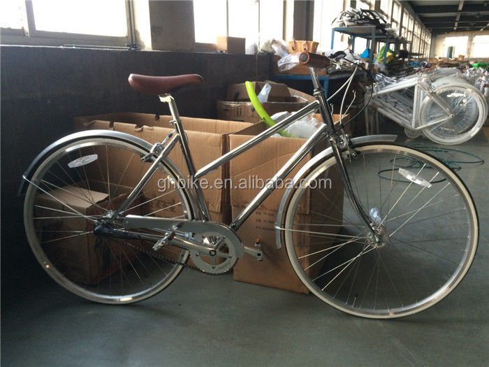 Lady Road Bike Внутренний 3-скоростной хромный каркас Городской велосипед с стальным вилкой 11KGS